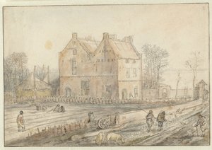 畑に種まきをするカントリーハウスの眺め 作： Hendrick Avercamp