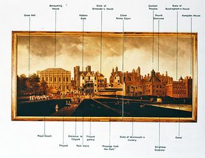 セント・ジェームズ・パークからのホワイトホール（油彩・キャンバス）
