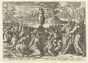 エリヤはバアルの預言者に匹敵する エリヤの歴史（シリーズタイトル） 作： Hendrick Goltzius (rejected attribution)