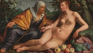 ヴェルタムヌスとポモナ 作： Hendrick Goltzius (signed by artist)