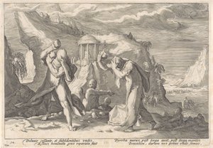 デウカリオンとピュラが新たな人類を生み出す Ovid