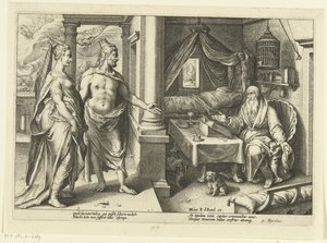ジュノとジュピターがテイレシアスに相談する Ovid