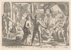ファエトーンはアポロンに自分の馬車に乗ってもいいかと尋ねる Ovid