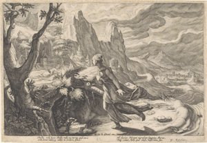 雌ライオンから逃げるシスベ Ovid