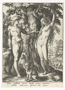 アダムとイブと蛇 作： Hendrick Goltzius
