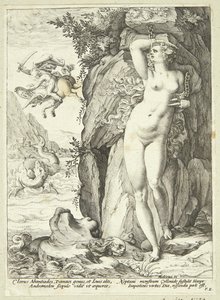 アンドロメダはペルセウスによって解放される 作： Hendrick Goltzius