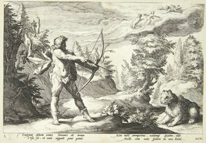 アルカスは母親を殺す準備をした 作： Hendrick Goltzius