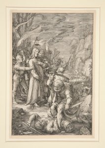 捕らえられたキリスト (キリストの裏切り)、受難から、12 の彫刻のシリーズの #3 作： Hendrick Goltzius