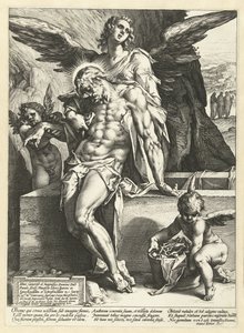 キリストの体を運ぶ天使たち 作： Hendrick Goltzius