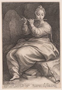 音楽のミューズ、エウテルペ（『9人のミューズ』より 作： Hendrick Goltzius