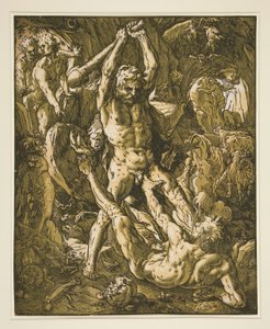 カクスを殺すヘラクレス 作： Hendrick Goltzius