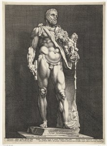 ヘラクレスとテレフォス ヘラクレスとしてのコンモドゥス皇帝 ローマの 3 つのアンティーク像 (シリーズ タイトル) 作： Hendrick Goltzius
