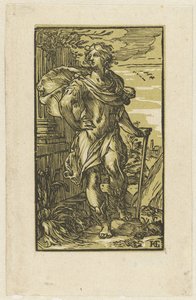 杖を持つ若い男 作： Hendrick Goltzius