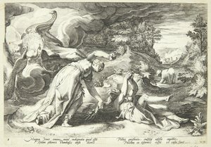 ジュノはカリストを熊に変える 作： Hendrick Goltzius