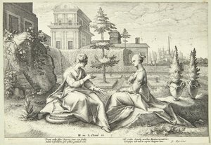 ベロエに変装したジュノがセメレに警告 作： Hendrick Goltzius