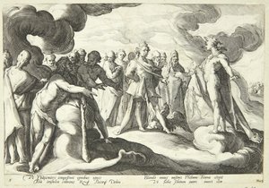 木星と神々はヘリオスに太陽の戦車の制御を再開するように頼む 作： Hendrick Goltzius