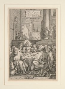 受難の最後の晩餐、12の彫刻シリーズのNo.1 作： Hendrick Goltzius