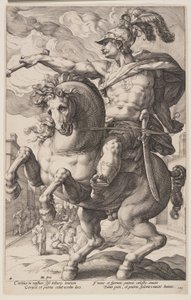 馬上のマルクス・クルティウス（『ローマの英雄』より 作： Hendrick Goltzius