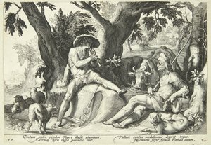 マーキュリーはアーガスを眠らせる 作： Hendrick Goltzius