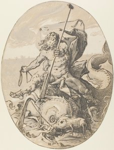 オケアノス、『デモゴルゴンと神々』のプレート 2 作： Hendrick Goltzius