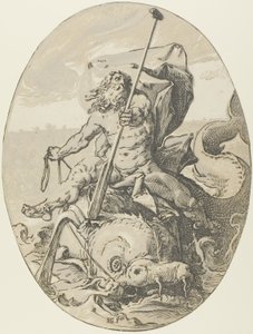 オケアノス、『デモゴルゴンと神々』のプレート 2 作： Hendrick Goltzius