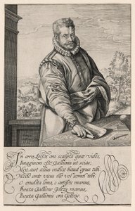 Philips Galle (1537-1612)、Haarlem の Coornhert の生徒、1570 年からアントワープの彫刻家および出版者。 背景左の宦官の洗礼 作： Hendrick Goltzius