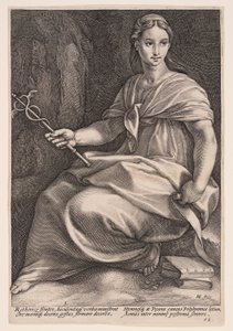 合唱詩のミューズ、ポリヒムニア（『9人のミューズ』より 作： Hendrick Goltzius