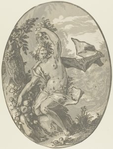Proserpine、「デモゴルゴンと神々」のプレート 5 作： Hendrick Goltzius