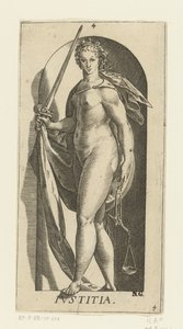 正義 Iustitia (オブジェクトのタイトル) 七つの美徳（シリーズタイトル） 作： Hendrick Goltzius