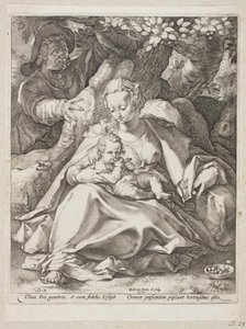桜の木の下でエジプトへのフライトで休憩 作： Hendrick Goltzius