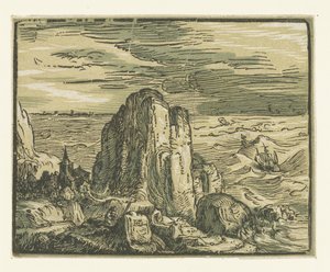 海岸の岩 四つの小さな風景 (シリーズタイトル) 作： Hendrick Goltzius