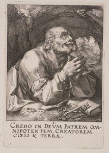 聖ペテロ、キリスト、使徒、聖パウロと信条より 作： Hendrick Goltzius