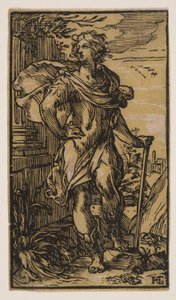 杖をつく青年 作： Hendrick Goltzius