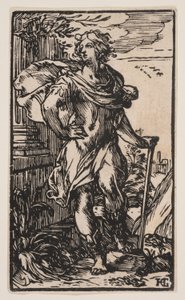 杖をつく青年 作： Hendrick Goltzius