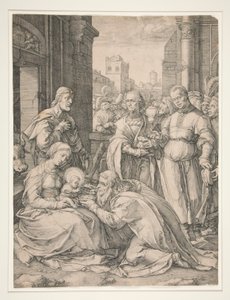 シリーズ「キリストの誕生と初期の生涯」より「マギの礼拝」 作： Hendrick Goltzius