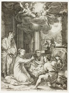 羊飼いの礼拝、プレート 3、『キリストの誕生と幼少期』より 作： Hendrick Goltzius