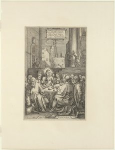最後の晩餐、「パッション オブ キリスト」のプレート 1 作： Hendrick Goltzius