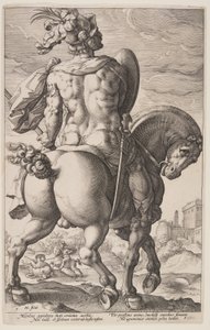 騎馬のティトゥス・マンリウス（『ローマの英雄』より 作： Hendrick Goltzius