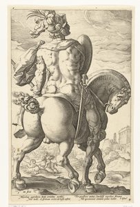 馬に乗ったタイタス・マンリウス ローマの英雄 (シリーズタイトル) 作： Hendrick Goltzius