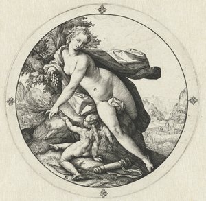 ヴィーナスとキューピッド ケレスとバッカスなしでフリーズする金星 (オブジェクトのタイトル) 作： Hendrick Goltzius