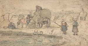 干し草を積む農民、カリフォルニア州。 1620年代。 作： Hendrick. Hendrick Avercamp,Avercamp