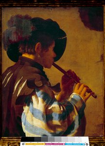 フルートを吹くパトル。ヘンドリック・テル・ブルッゲン（1588-1629）の絵 Ec Hol.