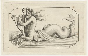 ハープを弾くトリトン Nouveau Livre des Dieux et Deeßes De la Marine Bouckje of Sea Gods and Goddesses (シリーズ タイトル) 作： Hendrick de Keyser (I)