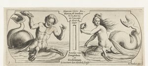2 つのコンパートメント、それぞれに 1 つのトリトン Nouveau Livre des Dieux et Deeßes De la Marine Bouckje of Sea Gods and Goddesses (オブジェクトのタイトル) Nouveau Livre des Dieux et Deeßes De la Marine Bouckje of Sea Gods and Goddesses (シリーズ タイトル) 作： Hendrick de Keyser (I)