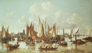ドルドレヒト港のオランダ船 作： Hendrick de Meyer