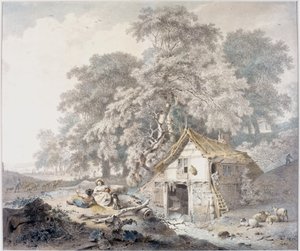 オールドミル（インクと鉛筆、紙に水彩） 作： Hendrick de Meyer