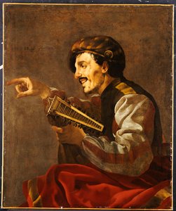 座っているルタニスト 作： Hendrick ter Brugghen