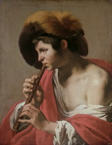 レコーダーを演奏するナイフ、1621 作： Hendrick ter Brugghen