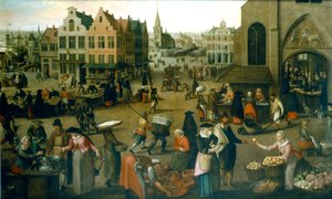 「市場の眺め」、c1570-1603 作： Hendrick van Steenwijck the Elder