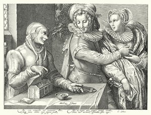 富よりも美を愛することを選んだ青年（エングレービング 作： Hendrik (after) Goltzius